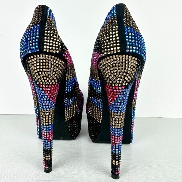 Steve Madden Dyvinal Multi-Colored Rhinestone Platform Heels Glitz Size 7.5 - Picture 5 of 7